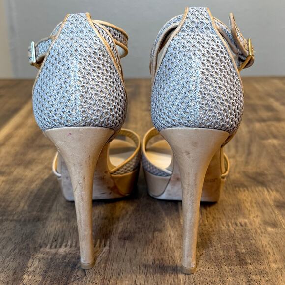 Jimmy Choo Kayden Stiletto Heel Leather Mesh Ankle Strap Platform Women’s Sz 39 - Picture 7 of 12